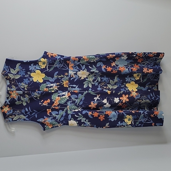 Lands' End Blue Floral Juniper Botanical Pockets Keyhole Sheath Dress Size 14 - Picture 6 of 8